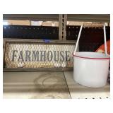 2 Pcs - Handled Enameled Basket w/Canoe
