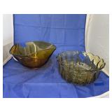 2 Pcs - Amber Serving Dish & Decorate Bowl