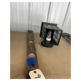 Wooden Bubble Level & Outdoor Light Fixture