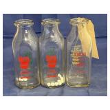 3 Pcs - Glass Milk Bottles