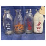 4 Pcs - Glass Milk Bottles