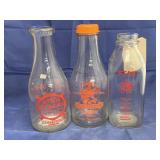 3 Pcs - Glass Milk Bottles