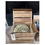 Wood Crate w/Metal Decorative Plates