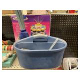 Plastic Caddy w/Colored Light Bulbs - Glass Vase
