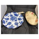 Franciscan Divided Dish & Blue Floral Platter