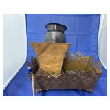 Metal Vase - Metal Planter - 3 Glass Squares