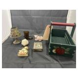 Wood Handled Basket - Small Planter - Light