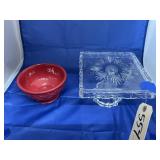 Clear Glass Cake Stand & Cereal Bowl