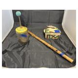 Cane Flute & Porcelain Trinket Box & Chopper