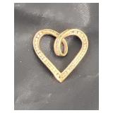 10K Gold Genuine Diamond Heart Pendant
