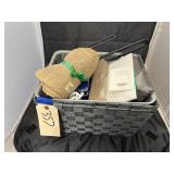 3 Fabric Baskets - Paper Towel Holder - Burlap