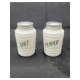 2 - Vintage Hazel Atlas Milk Glass Salt/Pepper