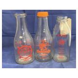 3 Pcs - Glass Milk Bottles
