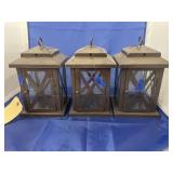 3 Pcs - Metal/Glass Candle Lanterns