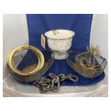 Plastic Planter - 2 Wire Bowls - Gold Toned Rings