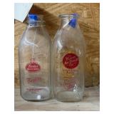 2 Pcs - Glass Milk Bottles