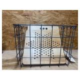 Metal Basket w/2 - Wood Game Boards