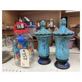 Glass Sun Tea Jar & 2 Blue Porcelain Jars w/Lids