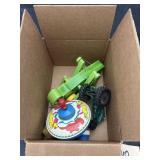 Box of Vintage Wood & Metal Toys