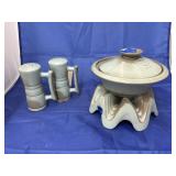 4 Pcs - Frankoma Salt/Pepper - Bowl w/Lid