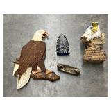 4 Pcs - Wood Eagle Wall Dï¿½cor - Figurine
