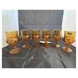 6 Pcs - Indiana Glass Amber Goblets