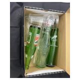 Box of Vintage Soda Pop Bottles & Coke Glass