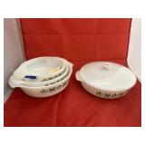 5 Pcs - Fireking Casserole Dishes - 1 Lid