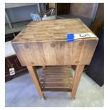 Butcher Block Style Rolling Kitchen Work Table