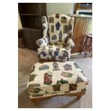 Birdhouse Print Upholstered Side Chair