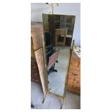 Vintage Brass Cheval Mirror 12"x54"