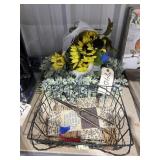 Vintage Hair Crimper - Faux Flowers - Wreath