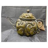 Amber Glass/Metal Teapot
