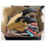 Box of Assorted Knives - Wood Block