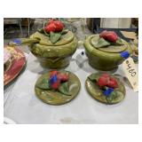 4 Pcs California Pottery - Covered Dish