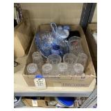 Glass Tumblers - Blue Glass Fruit Bowl - Pitcher