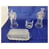 4 Pcs - Pair Clear Glass Angel Candle Holders