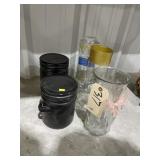 2 Black Sakura Canisters - 2 Footed Vases