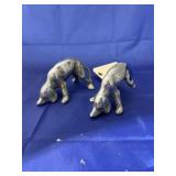 Pair Metal Hunting Dog Figurines