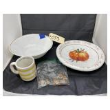 Bag of Assorted US Coins - Corelle Bowl - Mug