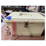 Plastic Sewing Basket w/Thread & Notions