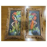 2 Pcs - Framed Bird Art - mixed media