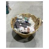 Wicker Handled Basket w/Quilt Top - Doilies