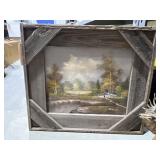 Framed Landscape Painting by R. Nelson 29"x25"