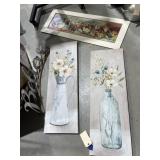 4 Pcs - Matted Chicken Print - Floral Canvas
