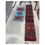 2 Pcs - Woven Mexican Rug & Wool Runner