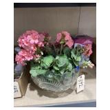 Punch Bowl w/Faux Flowers