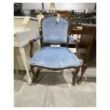 Upholstered Hand Carved Vintage Wooden Chair
