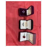3 Rings - Sz9 Silver Toned w/Red Stone