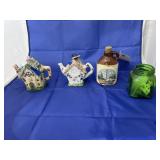 4 Pcs - Washington Crock Jug - Green Glass Jar